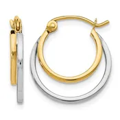 10K Two-Tone Round Hoop Earrings