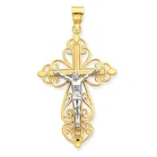 14KT Two-tone Gold Crucifix Cross Pendant C4371