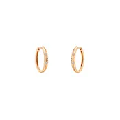 14 Karat Rose Gold Small Hoop Earrings With Diamonds