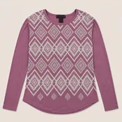Cowgirl’s Southwestern Diamond Print Long Sleeve Western Tee