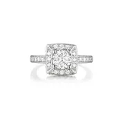 14KT 0.50CT Square Halo Round Center Engagement Ring (Semi-Mount)