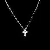 14K White Gold 0.06 CTW Mini Diamond Cross Necklace
