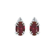 10KT.04CT(2)DIA 6X4OV GARNET EARS