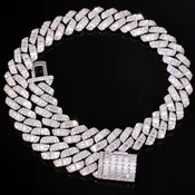 20mm Baguette Moissanite Cuban Chain – 925 Sterling Silver