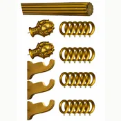 144″ long Curtain Rod 2″ Diameter Wood Anti Gold Color / Fluted Design