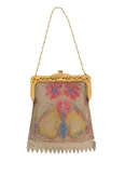 1920s Gold Filigree Frame Symmetry Floral Mesh Bag