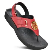 AEROTHOTIC L0363 CAIT RED CASUAL SLINGBACK THONG SANDAL WITH SUPPORTIVE FOOTBED