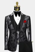 Abstract Grey &amp; Black Tuxedo – 3 Piece