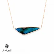 Abstract Blue Opal Statement Necklace