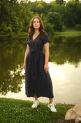 June Dress in Navy Linen - XS and S Left