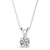 Round Solitaire Pendant - 14Kt White - Round - 10.5 MM,14kt White - F400-10.5K4W