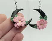 Floral Crescent Moon Earring