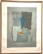 SOLD   Paul Horiuchi  (Japanese/American, 1906-1999)  "Vertical in Blue" — driftwood modern