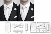 Adolfo 5-Piece Men’s Tie, Bow Tie & Cufflink Set with Flower Lapel