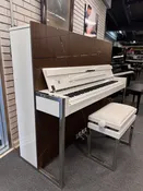 Petrof NEXT P127 50" Upright Piano – White Polish with Wood Accents