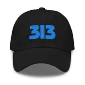 313 Detroit Embroidered Dad Hat - Black / BLue