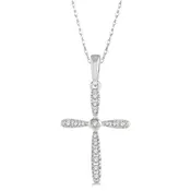 10K White Gold Diamond Cross Pendant Necklace