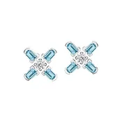 Arch Florale PM Stud Earrings, 18k White Gold with DAVIDOR Arch Cut Aquamarines and Brilliant Diamonds