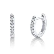 14k Gold 0.04Ct Diamond Huggie Earring, Available in White and Yellow Gold