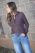 Aeris Top- Brown/Ivory Stripe