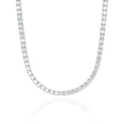 14K White Gold 6.83 Carat Round Diamond Tennis Necklace