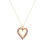 1.05 CT. T.W. Ladies Marquise Shape Pink Sapphire Heart Necklace