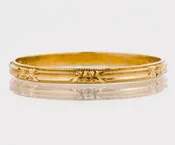 Antique 14k Rose Gold Wedding Band: Etched Floral Ring, Size 7.5 | Copper Canary Fine Jewelry