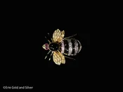 14K Yellow Gold Diamond & Ruby Onyx 3D Bee Pin Brooch