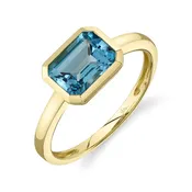 14K White Gold 1.88 Carat Blue Topaz Bezel Ring
