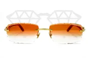 Cartier Rimless Woods (Gator) - Custom Orange Gradient Diamond Cut Lens