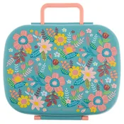 Bento Box with Removable Tray: Turquoise Floral