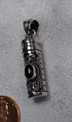 Black Onyx Ornate Tube Vial Pendant