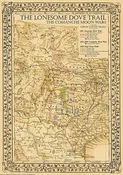 1881 Lonesome Dove/Comanche Moon Wars & Great Cattle Trails Map