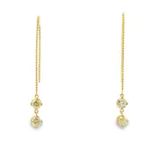 14 Karat Yellow Gold Diamond Threader Drop Dangle Earrrings