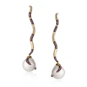 18k Yellow Gold Earrings with South Sea Pearl and Diamonds