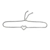 0.25 Lab-Created Diamond Heart Bolo Bracelet in Sterling Silver