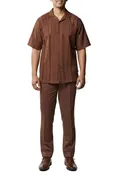 (2XL) Stacy Adams - Men's Brown 2 Piece Linen Walking Suit Set