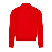 Bijan Red Long Sleeve Cashmere and Silk Polo Shirt