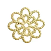 100 GOLD Flower Filigree Embellishments Findings, bright gold charms, 14x14mm, fil0063