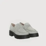 Fabiana Filippi Chunky Sole Suede Loafers in Rock Grey, Size 40