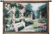 Afternoon Repose Fine Art Tapestry Wall Hanging 35 x 53 in Garden Landscape Jacquard Woven Decorative Wall Decor