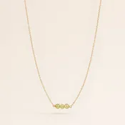 August Birthstone Three Gem Necklace with Faceted Peridot