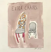 A small mixed media drawing of chairs. — julieparker.com