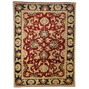 10'0" x 14'0" BURGUNDY AND NAVY PESHAWAR RUSTIC PAKISTANI RUG
