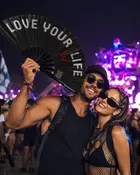 Love Your Life Festival Hand Fan — Oversized Clack Fan for Raves & Pride