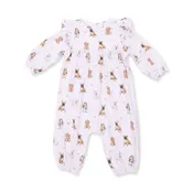 Angel Dear Bestie Dogs Pink Bamboo Ruffle Sleeve Snap Romper