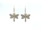 10K Yellow Gold Dragonfly Wire Earrings
