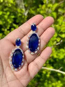 Blue Crushed Halo Earrings