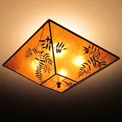 “In the Woods” Natural Leaves Square Mica Ceiling Lamp shade