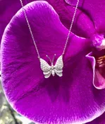 14kt White Gold & Diamonds Butterfly Necklace